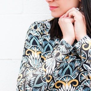 H&M Tropical Shift Dress Blue and Yellow Print